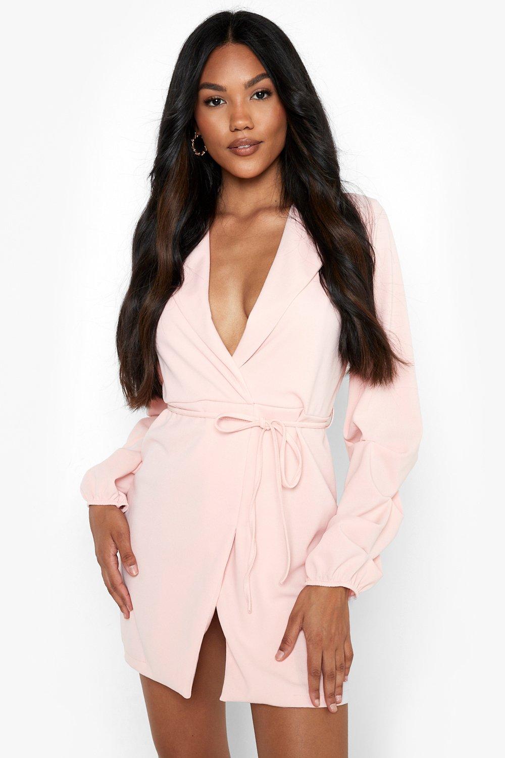 Boohoo tie waist dress store
